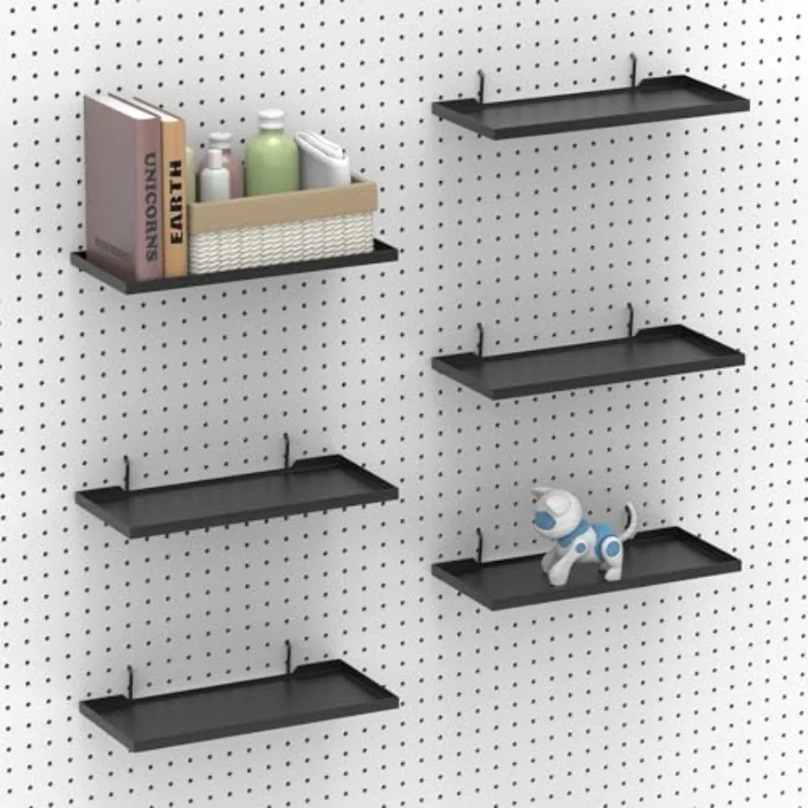 

13X Inch Pegboard Shelves Set of Metal Peg Board Shelves Accessories Flat Display Shelves for Pegboard Metal Retail Display for