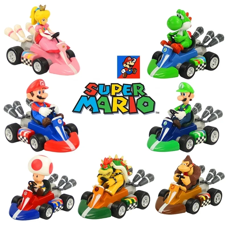 Figurine Mario Kart HOT, voiture Mario Power, figurine d'action de dessin animé, modèle PVC mignon, décorations de bureau, jouets, cadeaux de vacances