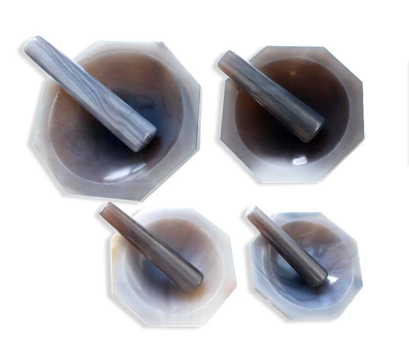 Natural agate mortar laboratory no impurities milk bowl containing grinding rod inner diameter 40mm50mm60mm