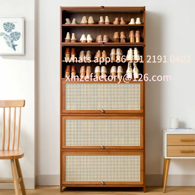 Customizable Imitation rattan woven shoe cabinet, simple shoe rack at the door of the home, good-looking indoors