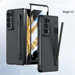 Matte Armor Phone Case for Honor Magic V3 V2 VS2 PC Hard Shell Protection Shockproof Film Protector with S Pen Holder Cover