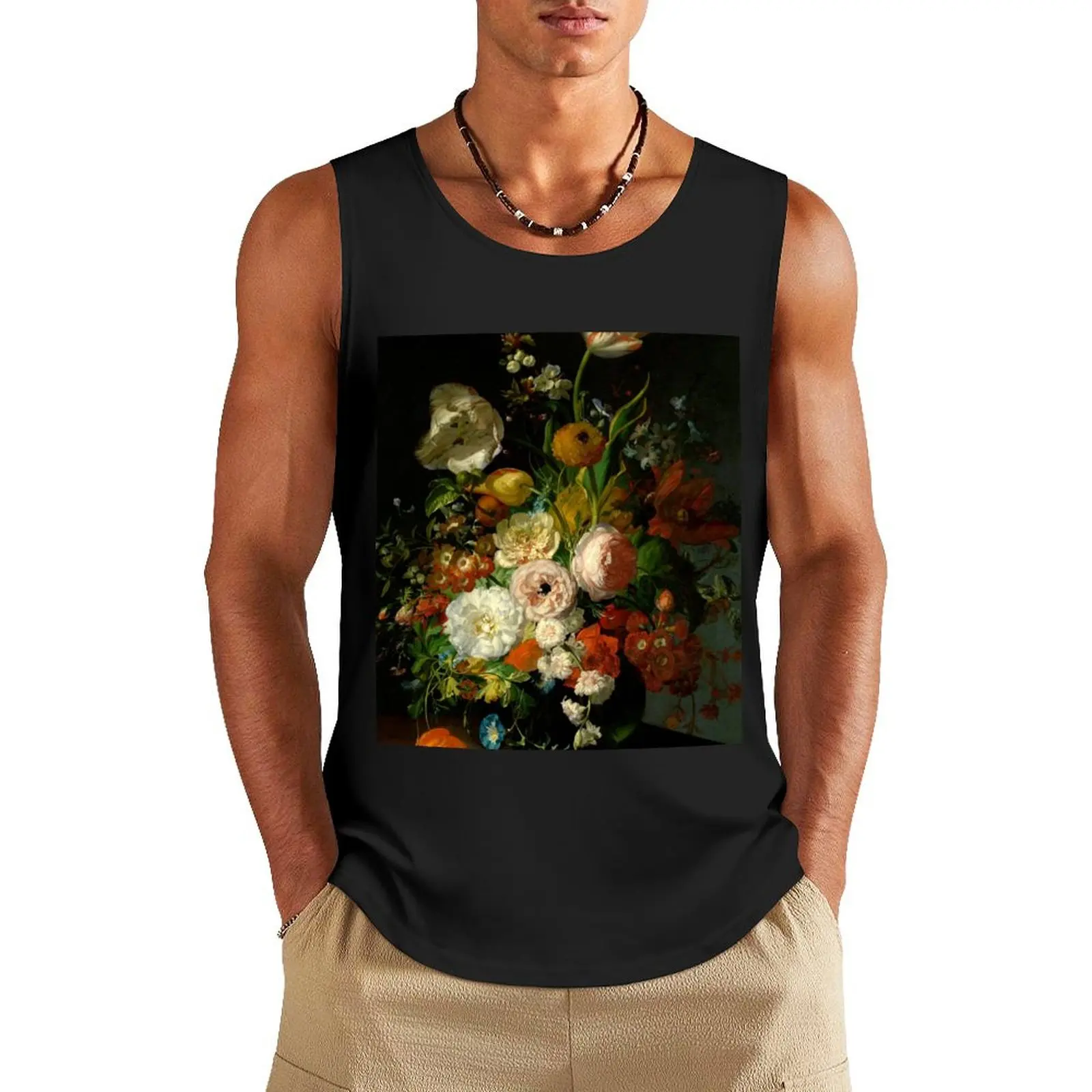 

Rachel Ruysch Still Life with Flowers in a Glass Vase Tank Top sleeveless Men's t-shirts T-shirt sports Men's t-shirts