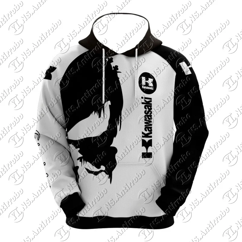 

Spring and Autumn Men's 3D Printing Kawasaki Moto GP Hoodie Women's and Children's Street Leisure Sports Pullover