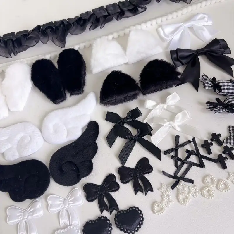 DIY Bastelzubehör-Set: Spitzenband, Schleife, Engelsflügel, Stern-Ornament, gemischtes Materialset für handgemachte Haarspangen, Schlüsselanhänger und Dekorationen. – Detail 8