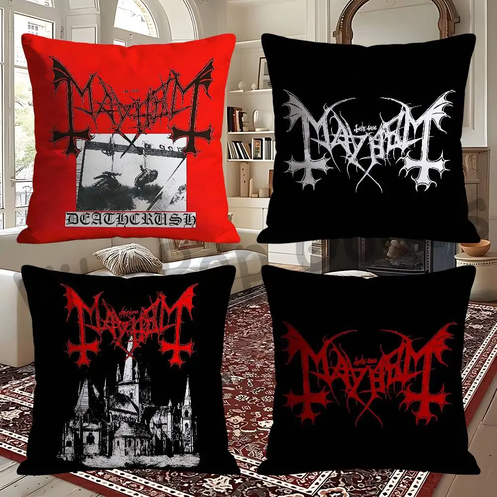 Black Metal M-Mayhem Band Square Cushion Cover Weird Aesthetic Library Book Page Print Pillow Cover