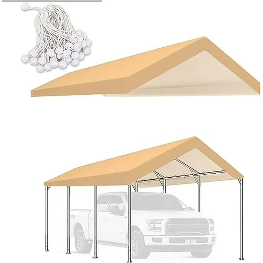 Carport Replacement Canopy Cover Tent UV-Resistant Waterproof 12'x20' Easy Installation Durable Material Ball Bungees Commercial