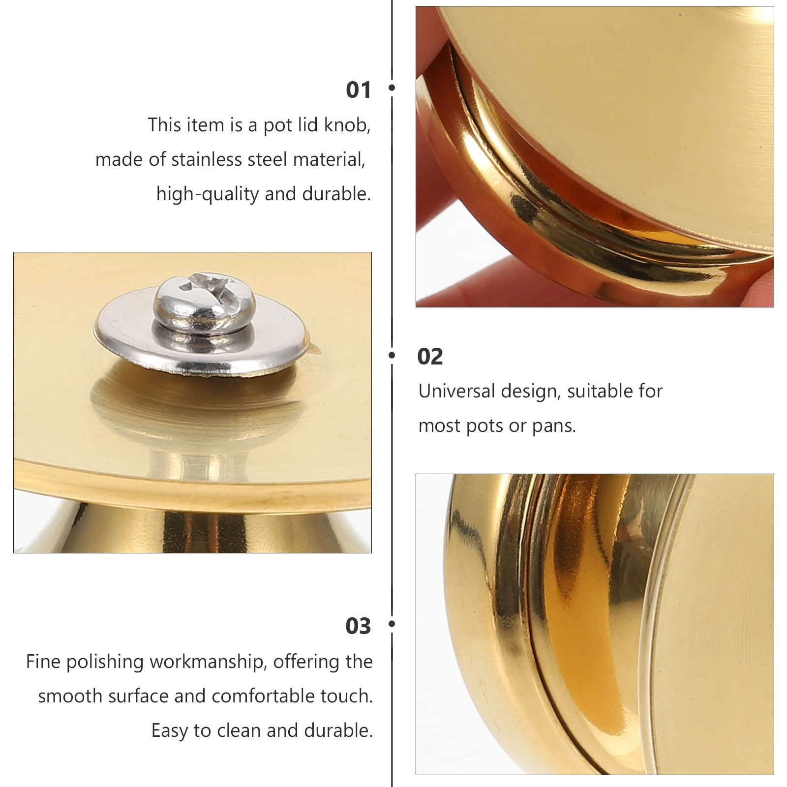 

4Pcs Pot Cover Handles Stainless Steel Heat Resistant Replacement Knobs Pan Lid Grip Kitchen Cooking Pot Lid Accessory