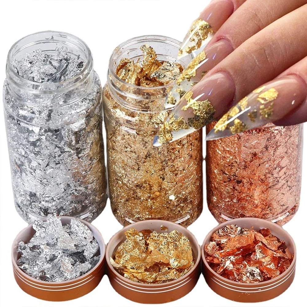 

1Box Gold Leaf Flakes Foil Paper Nail Art Sequin Epoxy Resin Filling Silver Foil Paper Copper Foil Sequins DIY Nail Jewelry Deco