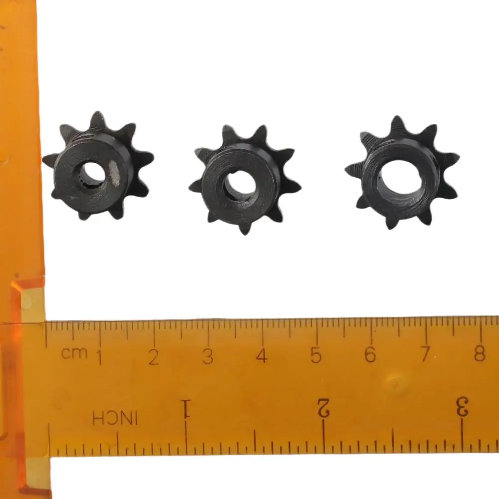 

25 Цепь, 9-зубчатая шестерня, оксид черного цвета, роликовые звездочки из углеродистой стали C45, однорядная, шаг 1/4 дюйма, тип B, закаленные зубы ISO 04C