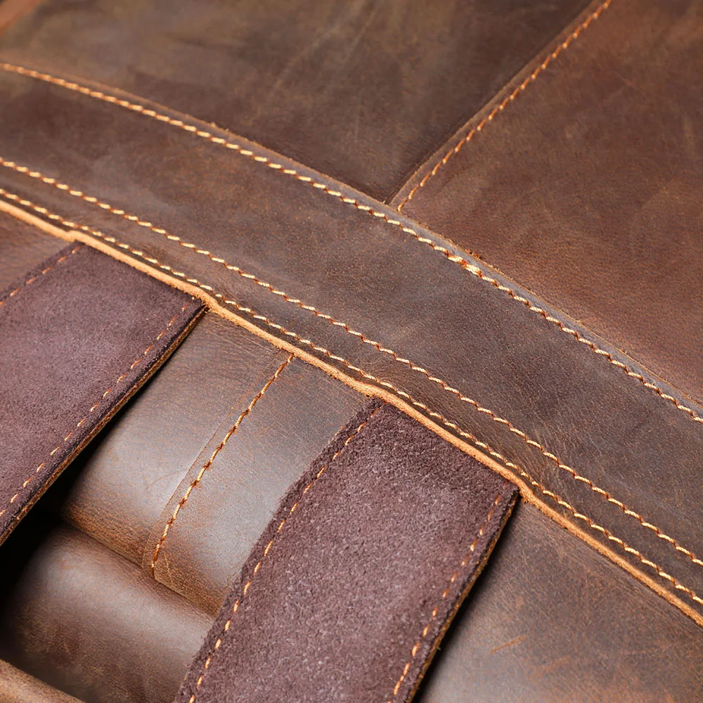 S.WORKER Vintage Echtleder-Rucksack für Herren, Große Laptop-Schultertasche aus Rindsleder, Klassische Vintage Crazy Horse Schultasche für Reisen – Detail 14