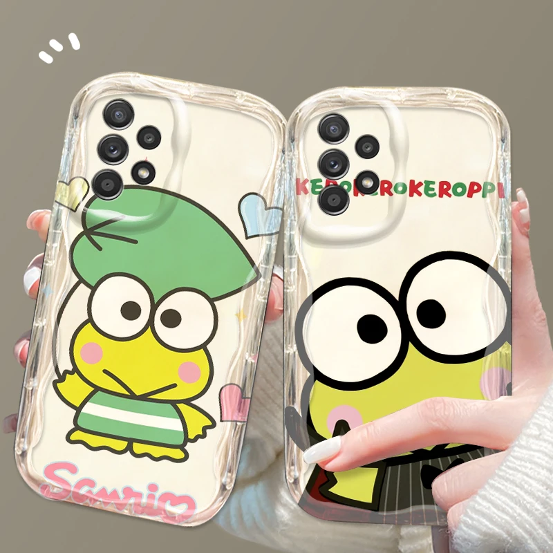 Kero Kero Keroppi Cute For Samsung A55 A54 A53 A52 A35 A34 A33 A32 A25 A24 A23 A22 A21S A15 A13 A14 5G Wave Oil Cover