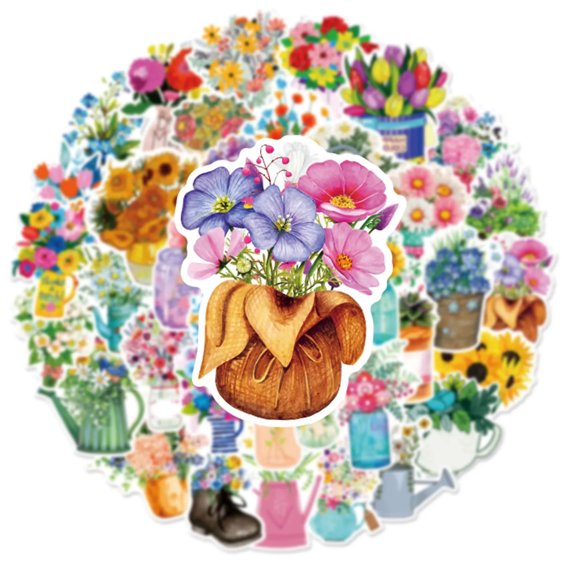 10/30/50 Uds. De pegatinas de grafiti impermeables DIY de flores frescas, equipaje decorativo estético, taza para portátil, álbum de recortes para teléfono, pegatinas para niños