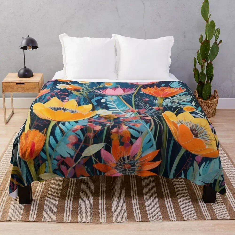 Wild Flowers 2 Throw Blanket Decorative Sofas for sofa Retros Blankets