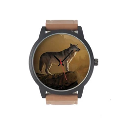 Factory Store Wolf King Design customize pattern Gifts For Friends Child Husband Men's Battery Quartz Wrist Watch