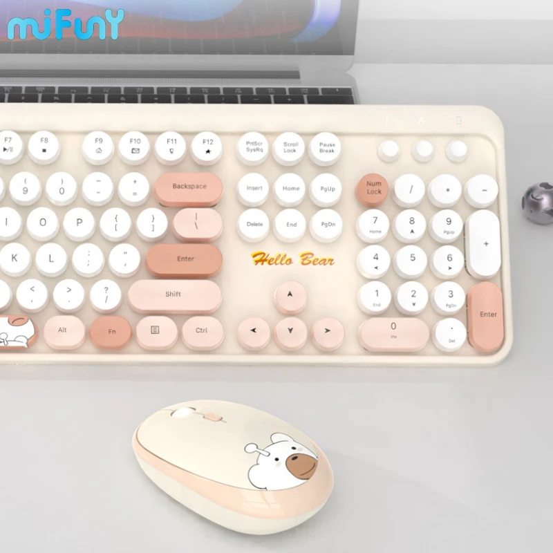 Imagem -04 - Mifuny Candy-conjunto de Teclado e Mouse sem Fio Mini Rosa Impermeável Escritório 104 Teclas Teclados para Computador Laptop 2.4g