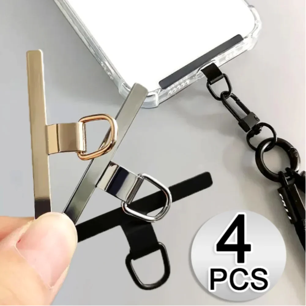 4/1PCS Ultra-thin Stainless Steel Phone Tether Patch Gasket  Anti Lost Smartphones Safety Connect Hanging Rope Tab Clips