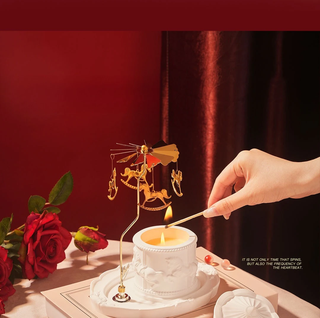 ロマンチックなアロマセラピーキャンドルギフトセット、高級ホームデコレーション、香りのするディフューザーストーン、カルーセルアロマオーナメントデコレーションアクセサリー