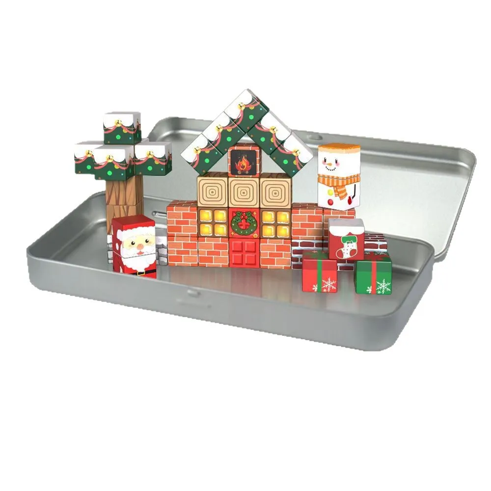 2025 عالم جديد بلدي المكعب المغناطيسي كتلة مغناطيسية للأطفال لغز الجمعية المغناطيسي شفط لعبة عيد الميلاد مجموعة لغز لعبة هدية