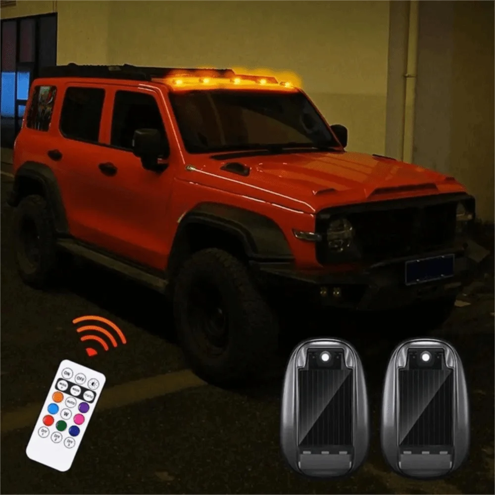 

1/2/4 шт. IP67 водонепроницаемый чехол солнечный светодиодный светильник 8 цветов крепление на крышу анти-столкновение пилотный светильник позиционный светильник автомобиль мотоцикл