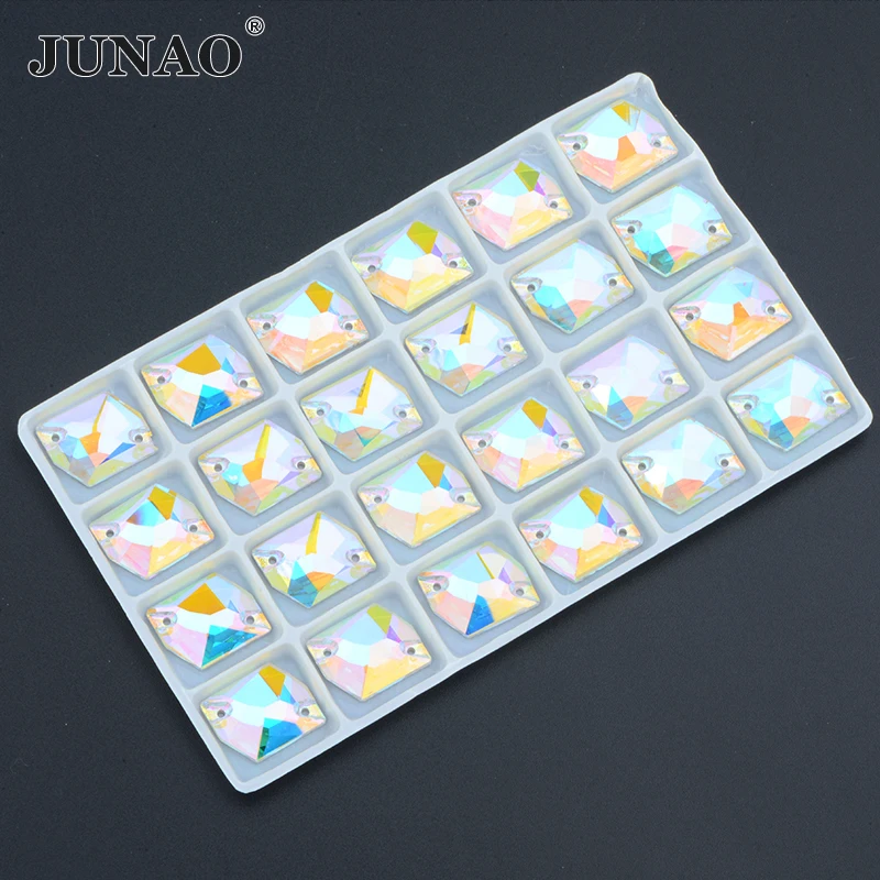 JUNAO 13x17mm 11x14mm 17x21mm Sewing K9 Cosmic Glass Rhinestone Appliques Sew Flatback Crystal Strass For Clothes Decoration