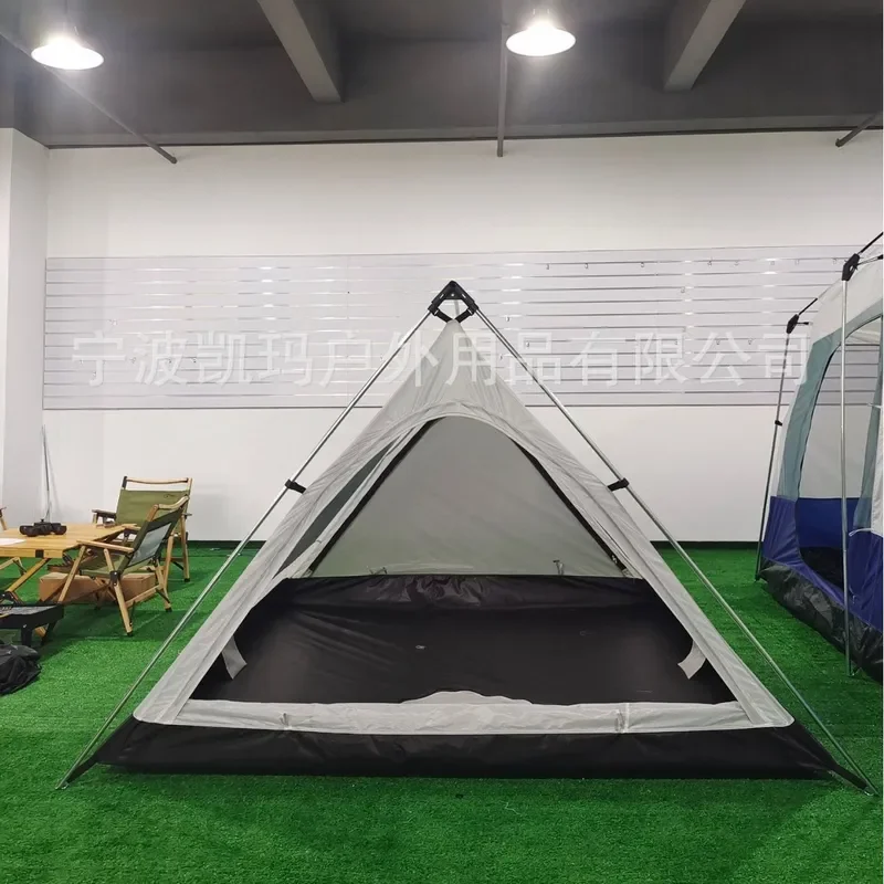 For Outdoor Triangle Tent 4 Person Double Layer Thickened Rainstorm Proof Aluminum Pole Field Camping