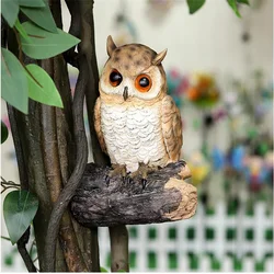 Creative Owl Statue Bird Figurine Tree Hugger Decor Hanging Resin Ornaments Garden Simulation Animal Yard Wall Decoration