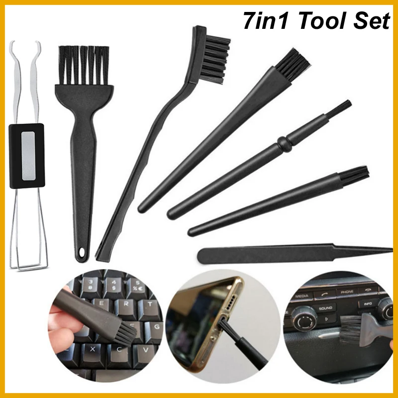 NEW 2026 7 In 1 Black Keyboard Cleaning Brush Kit Small Computer Dust Brush Cleaner Anti-static For Laptop USB Household Tool