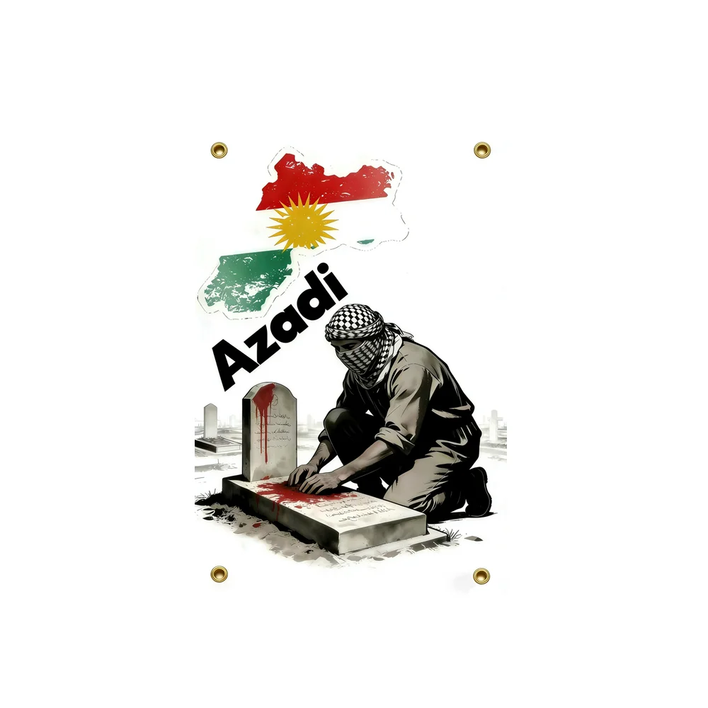 Azadi Kurdistan Flag 2x3ft 3x5Ft - Kurdish Freedom Memorial Wall Hanging Banner Kurdistan Map Flag For Man Cave Decor