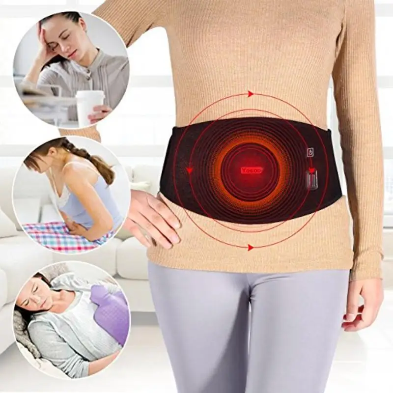 Heating Waist Belt Brace For Pain Relief Lower Back Therapy Lumbar Black