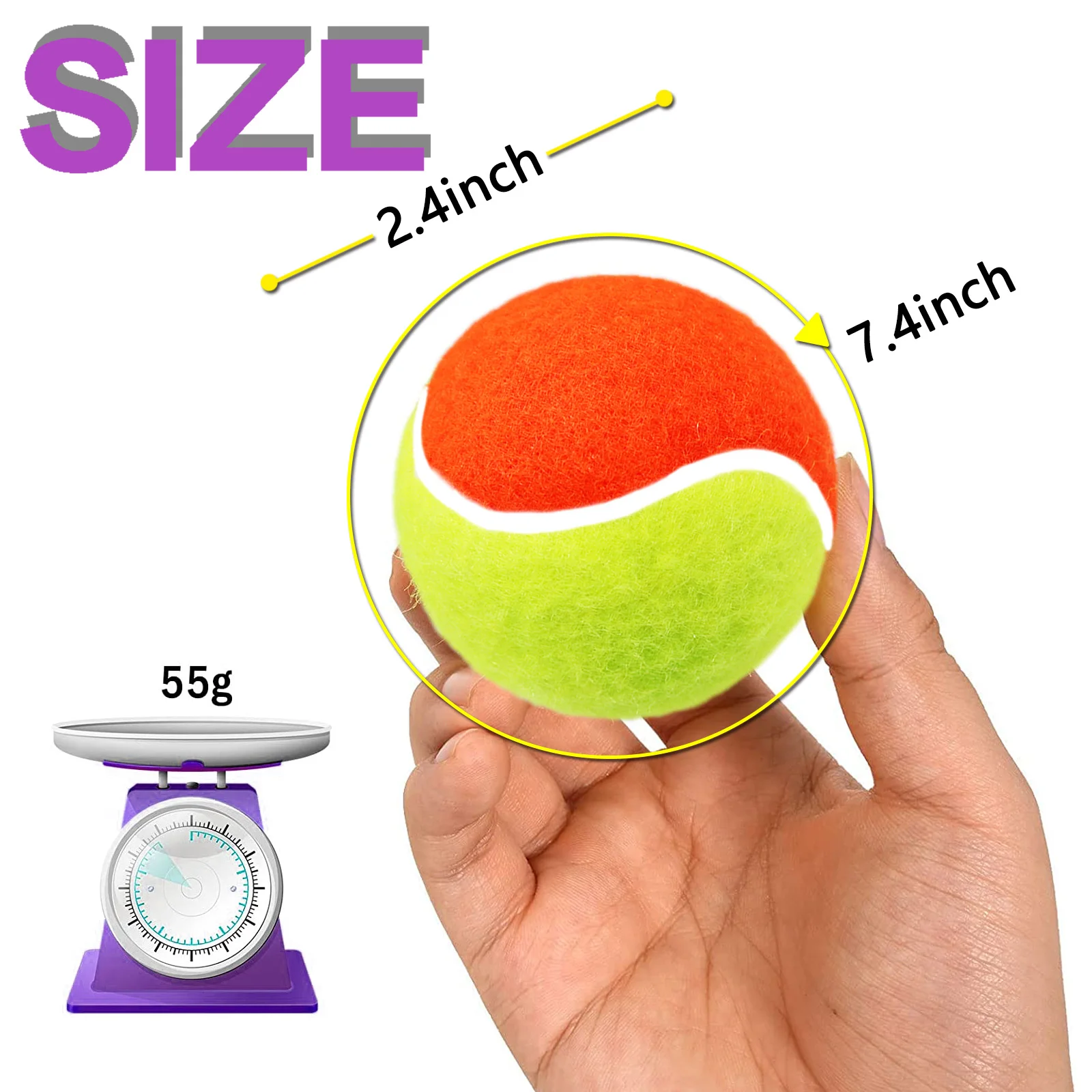 Tennis Balls for Kids 6pcs Soft Elastic Low Compression Pressureless Training Ball with Carry Bag for Youth Beginner Practice