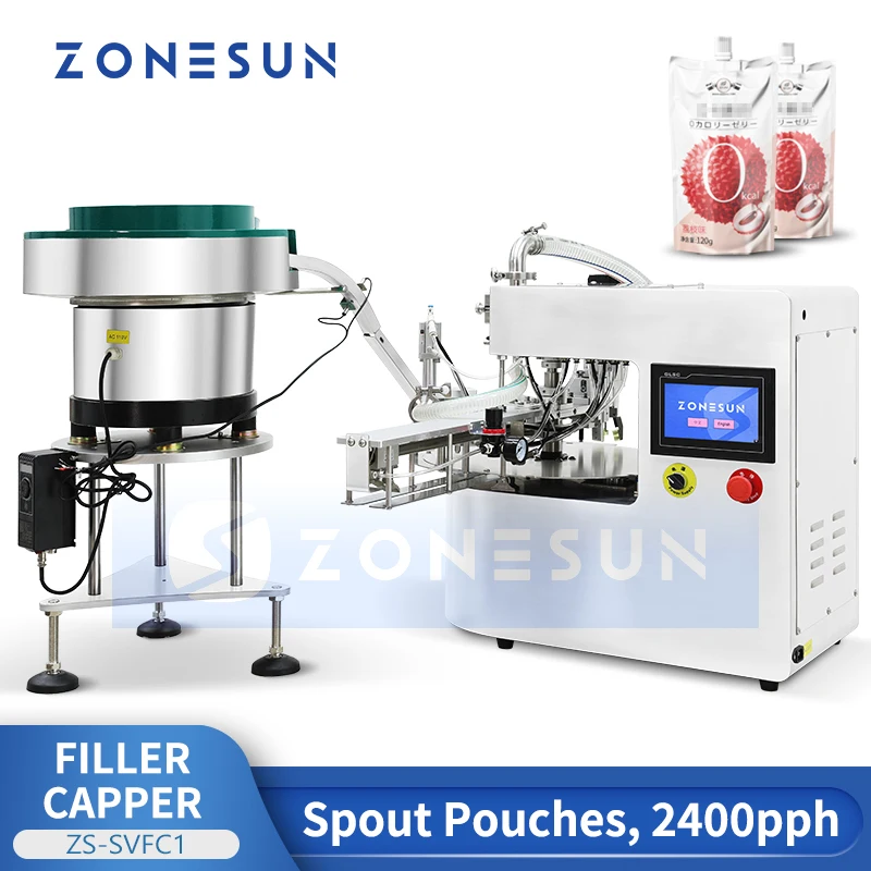Zonesun صنبور الحقيبة آلة التعبئة الروتاري السائل حشو كابر قطعة واحدة محرك معزز والعتاد مضخة ZS-SVFC1