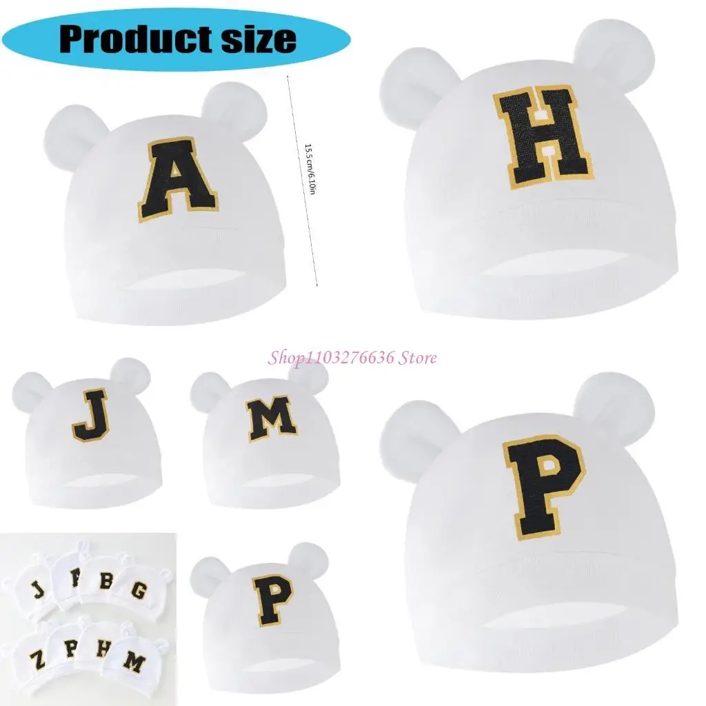 

R6FD Soft Caps Baby Cotton Hat Letter Printed Newborns Nursery Hospital Hat