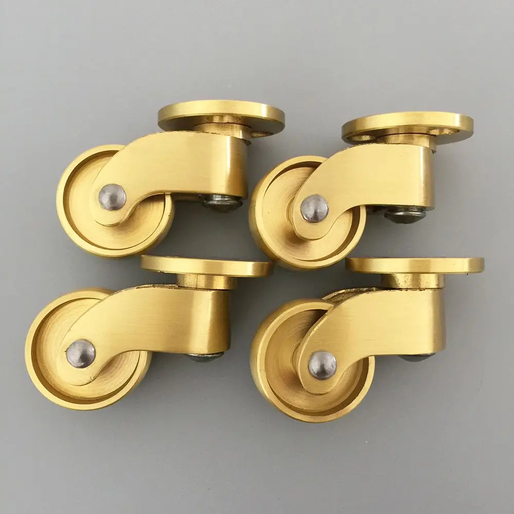

HOTSALE 4PCS 1''(25mm) Brass Wheels Universal Furniture Rollers Table Chair Sofa Bar Pulleys Flexible Rotation Casters Runners