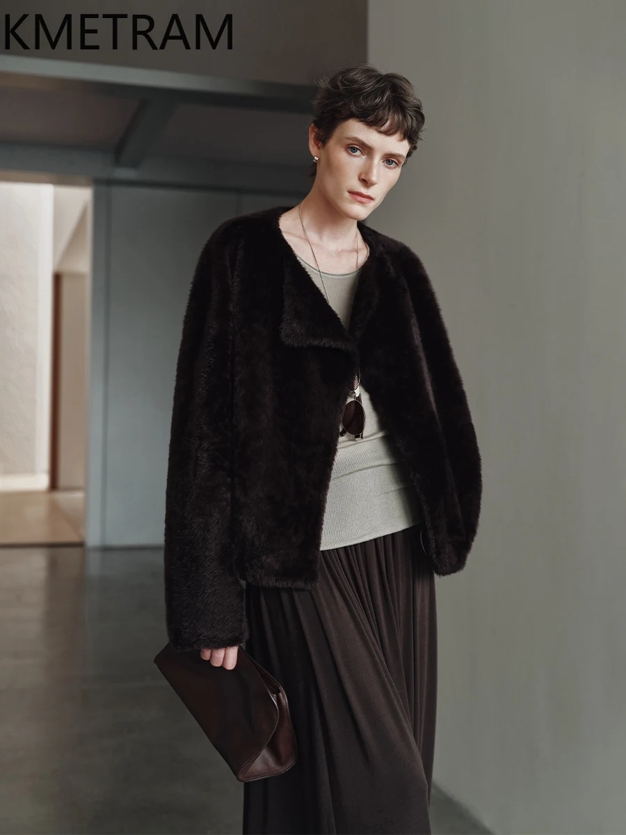 Damska kurtka z prawdziwej wełny owczej, dwustronna, krótki płaszcz z naturalnego futra, styl \"old money\", zimowe ubrania damskie 2025, шуба женская