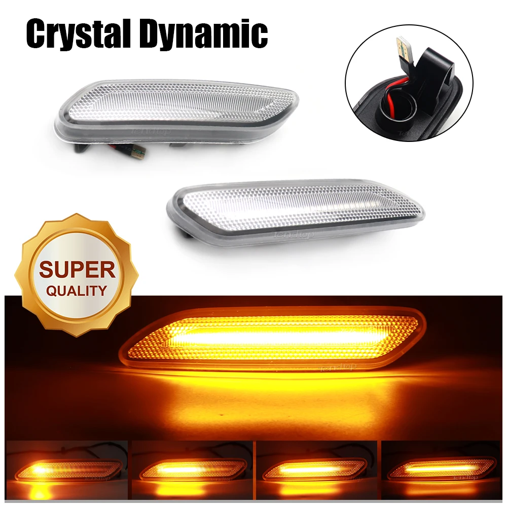 For BMW MINI COOPER R60 R61 COUNTRYMAN PACEMAN Dynamic Scroll Flashing LED Side Marker Indicator Lamp Turn Signal Fender Lights