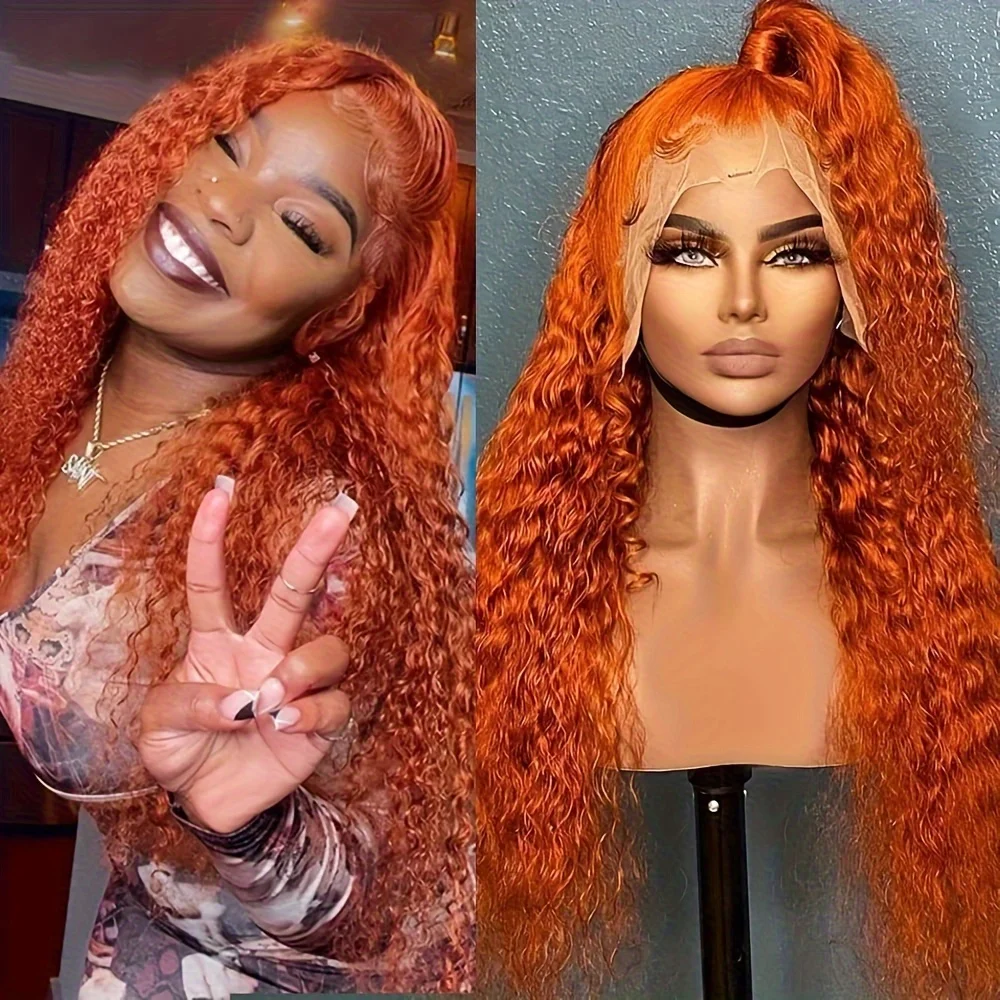 Charisma 13×4 Lace Front Wig Synthetic Wigs for Women Long Curly Orange Color Heat Resistant Hair For Daily Use Cosplay Party