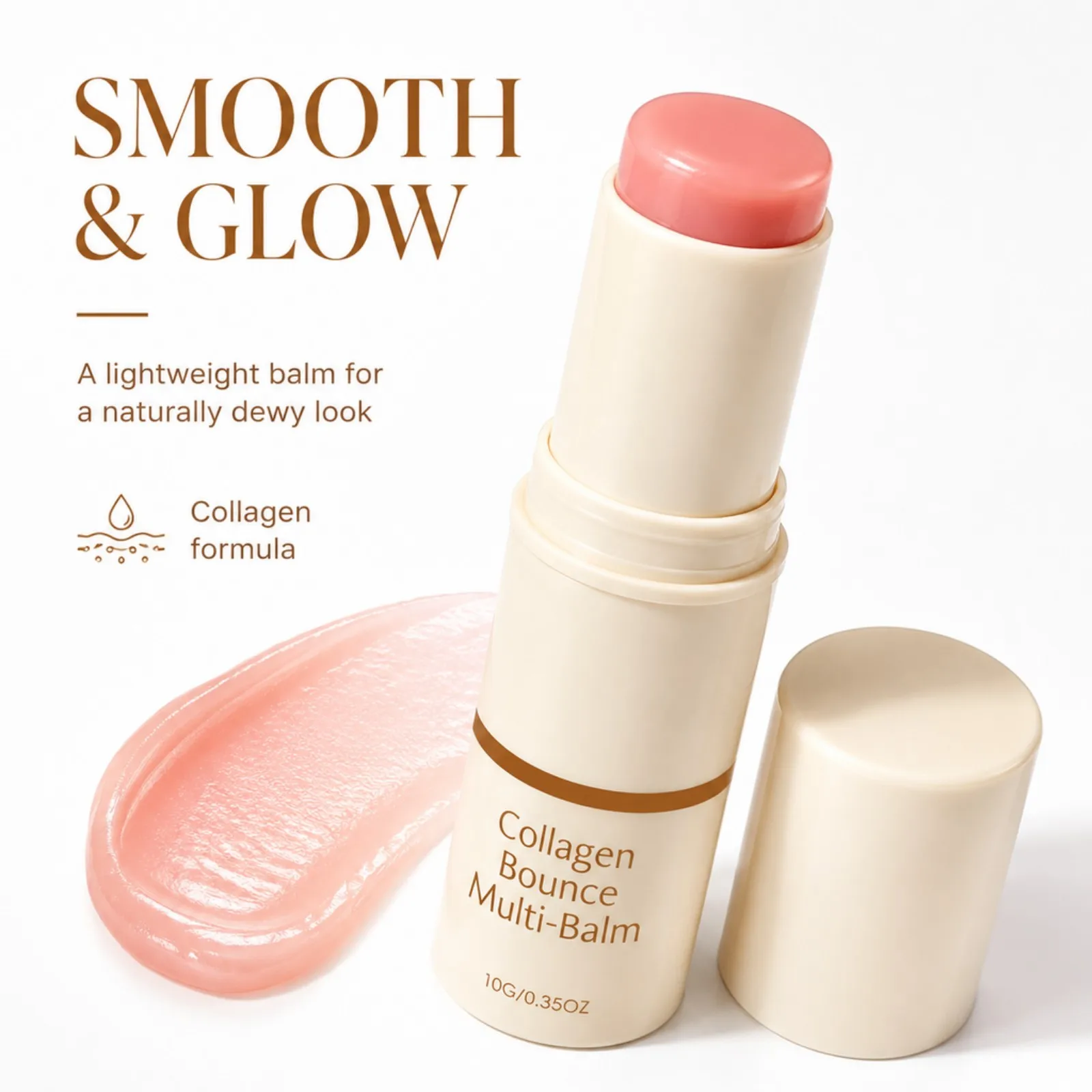 Multi Balm Stick Collagen Bounce Hydrating Skin Plumpness Soothing Care Portable Twist Up Makeup Primer for All Skin Care 10g