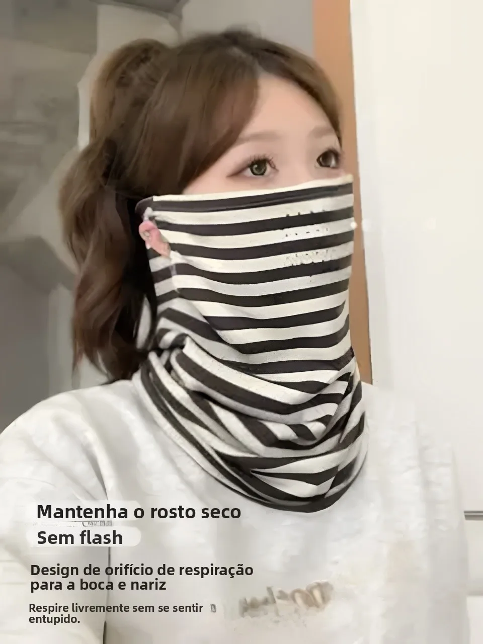 日焼け止めフェイスマスク耳掛けネックスカーフユニセックス四季ストライプ保護ネックスカーフサイクリングフェイクカラーオーバーヘッドスカーフ