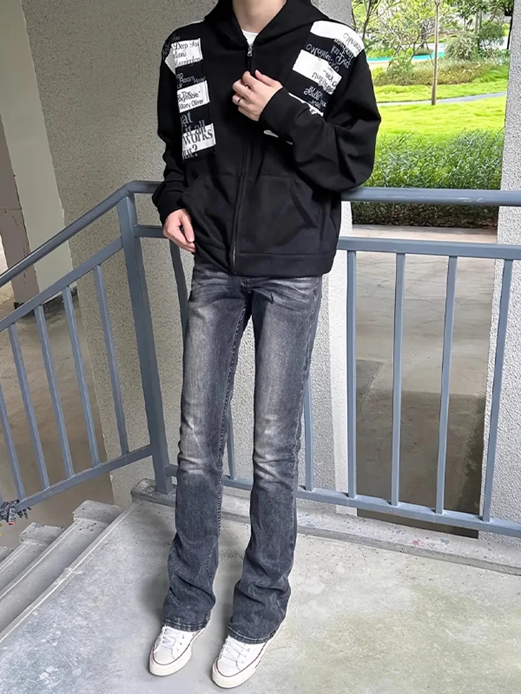 

Cleanfit American Waed Bla Micro Flare Jeans Men's Autumn High Street Vibe Slim Fit Straight Leg Long Pants
