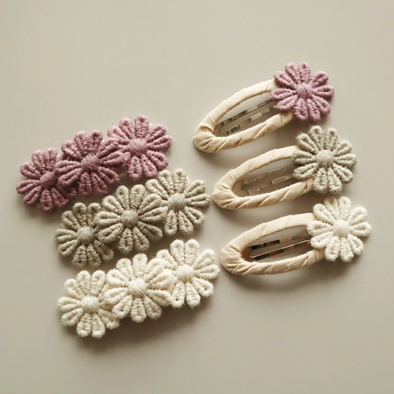 Cute Baby Girl Hair Clips Cotton Lace Triple Flowers Kids Hair Accessories  Princess Barrette Spring Korean Style Hairpins