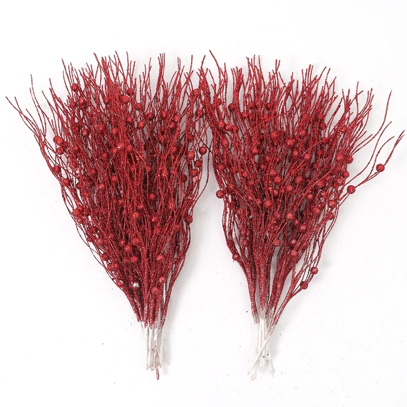 5 Stücke Glitter Künstliche Berry Bouquet Weihnachtsbaum Ornament für Wohnkultur Neujahr 2026 Navidad DIY Kranz Geschenke Zubehör – Detail 8
