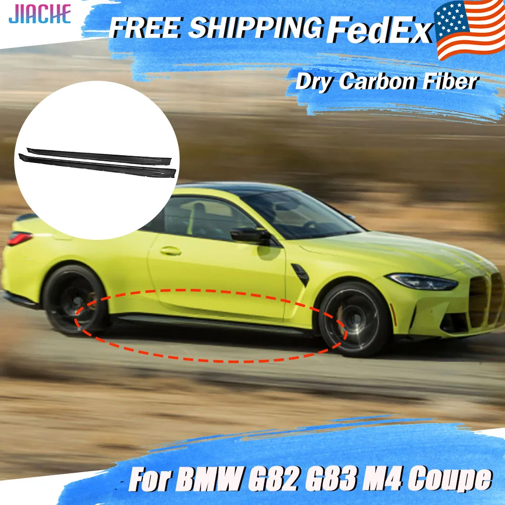 

For BMW 4 Series G82 G83 M4 Coupe 2021+ 2 Door Dry Carbon Fiber Side Skirts Bumper Apron Guard Bumper Protector Car Accessories