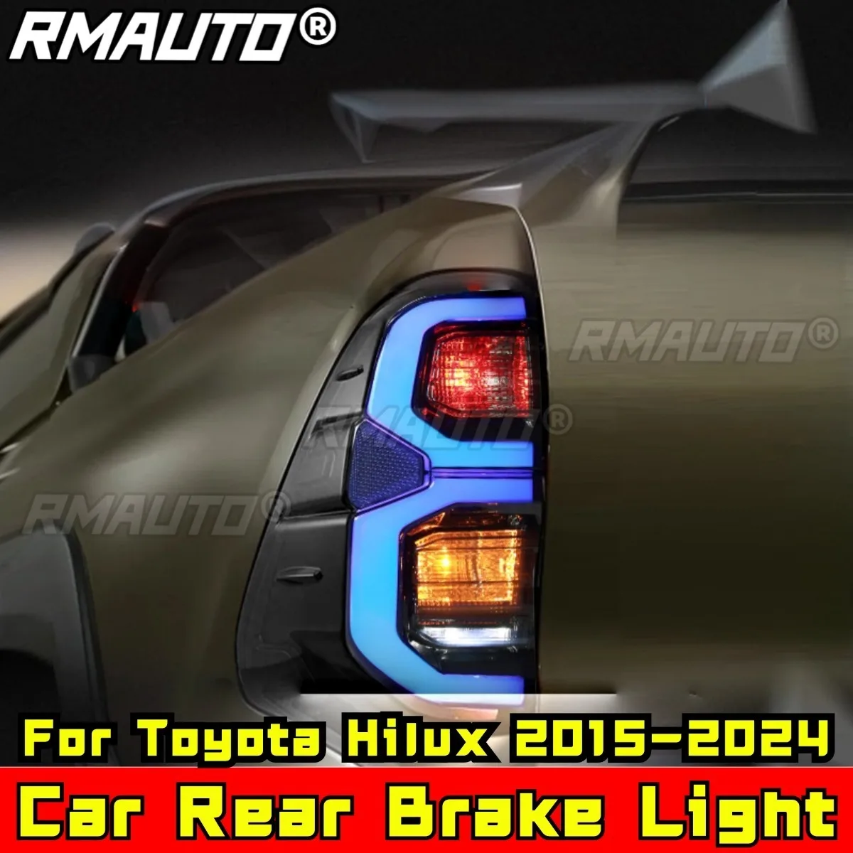 

Задний спойлер автомобиля, задний бампер, стоп-сигнал, комплект кузова для Toyota Hilux 2015-2024, автомобильные аксессуары