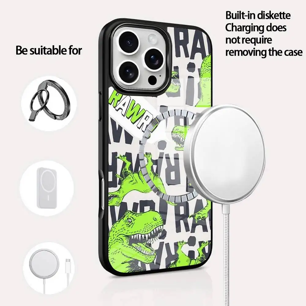 

J-Jurassic Park Phone Case For IPhone 16 15 14 13 12 11 Pro Max Plus Mini Magsafe Mirror Wireless Magnetic Cover