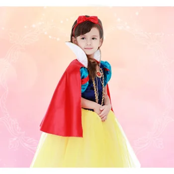 여아용 공주 원피스 공연 의상, 어린이 공연 원피스, 백설공주 원피스, 망토 코스프레 의상