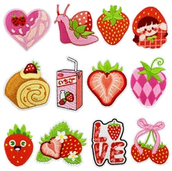 10 Pcs Strawberries Series Embroidered Patches Iron On Clothing Hat Bag Shoe Repair Material Phone Gift Box Decor DIY Accessory