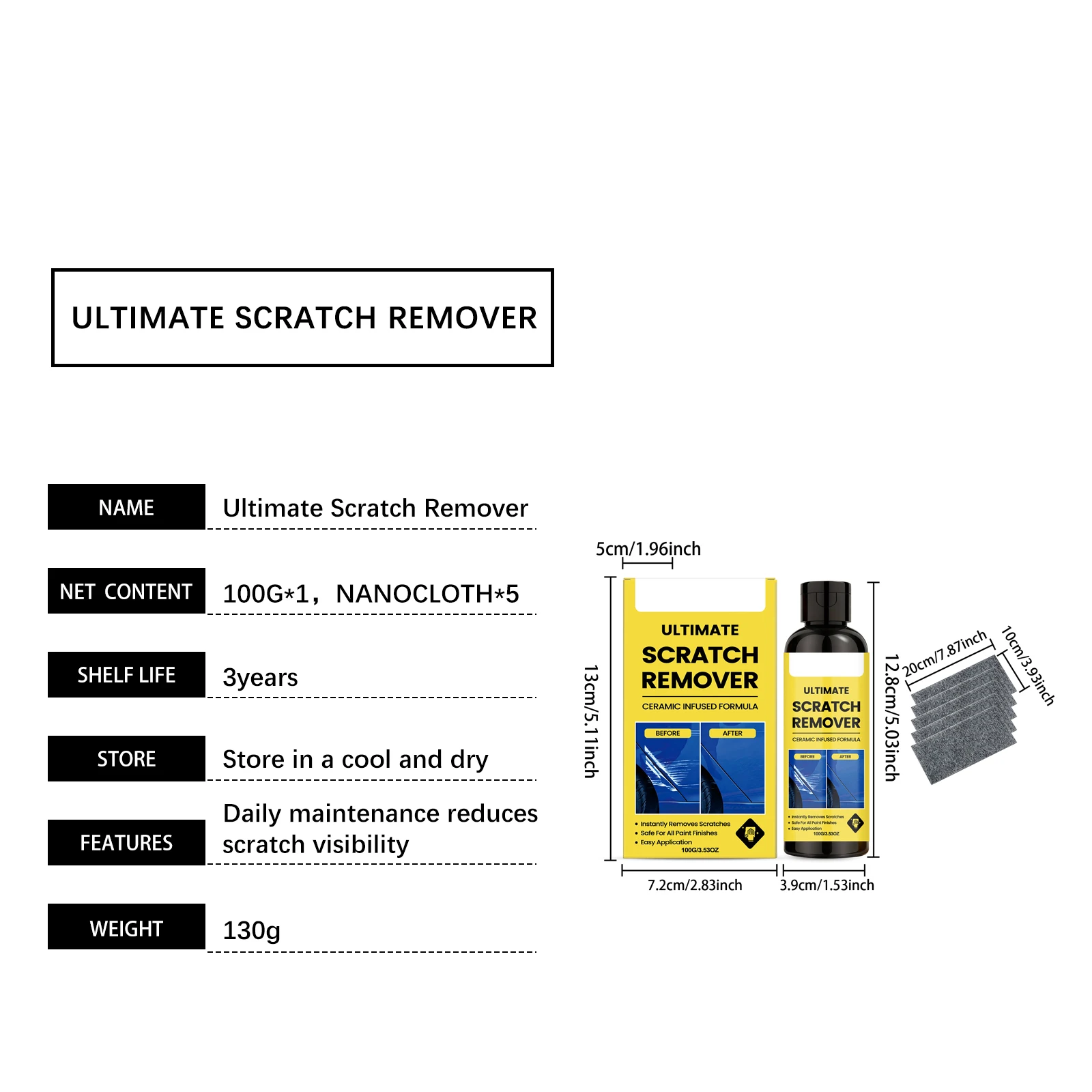 Nano-Kratzerentferner Ultimativer Kratzerentferner für alle Autolacke Nano-Level-Reparatur Effektives Set zur Entfernung von Auto-Wirbeln und Wasserflecken – Detail 10