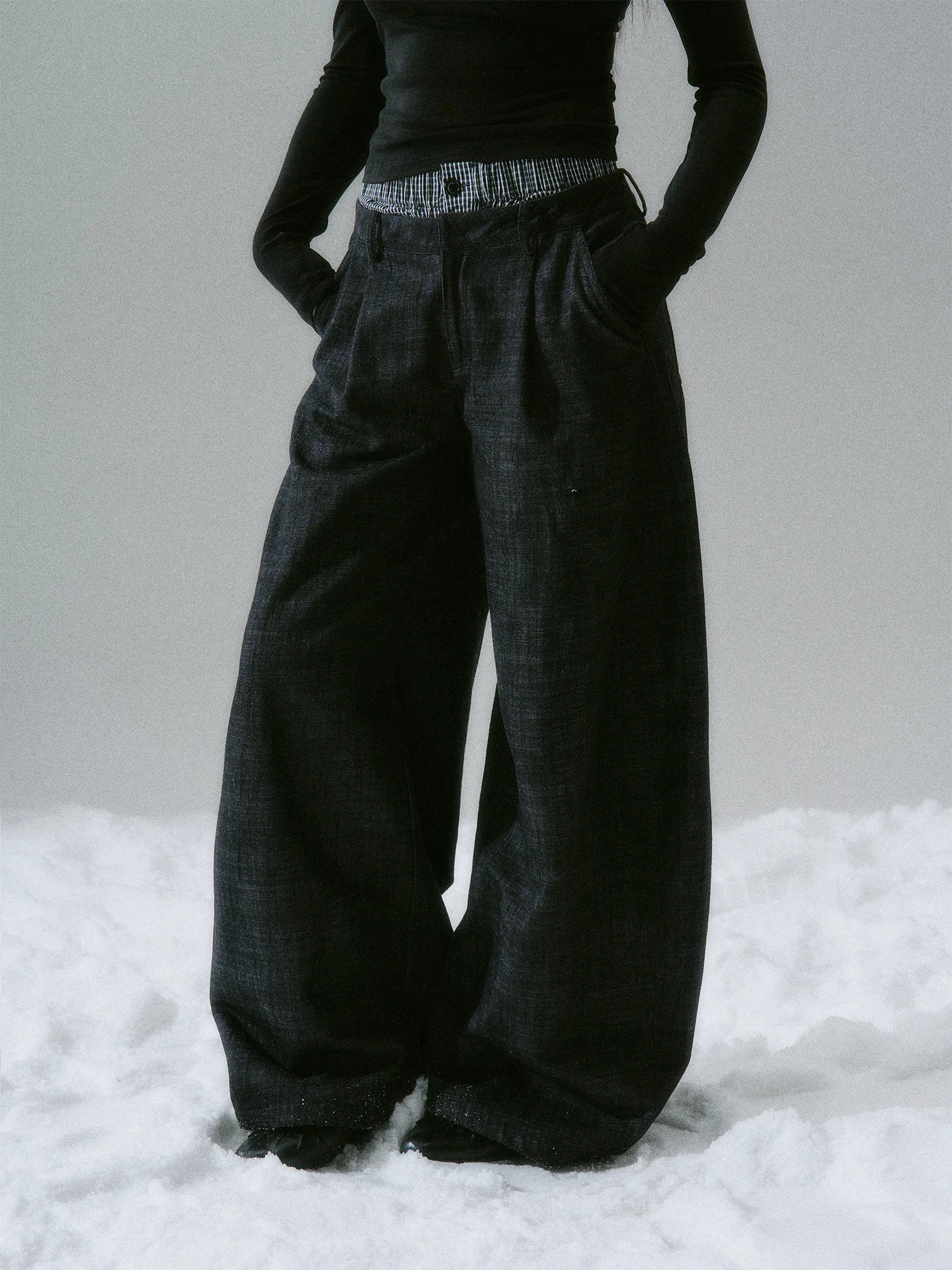 

Джинсы Lost Forest Commuter: модные, с лоскутным дизайном, двойной пояс, широкие штанины, длиной в пол, утягивающие, из хлопкового фланеля