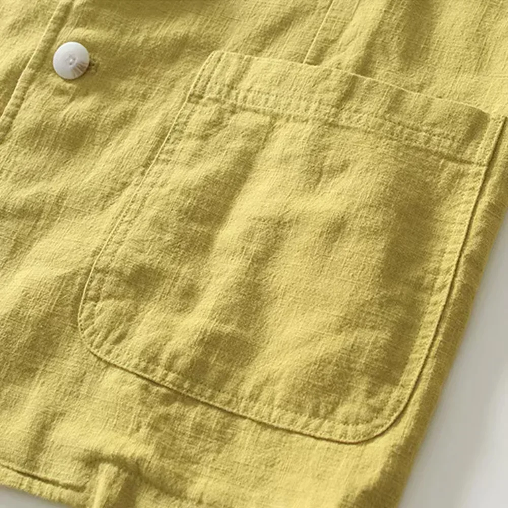 Herrenmode, einfarbige Baumwollblazerjacke, leicht, atmungsaktiv, mit einem Knopf, lässiger Anzugmantel, Frühling/Sommer, Oberbekleidung. – Detail 4