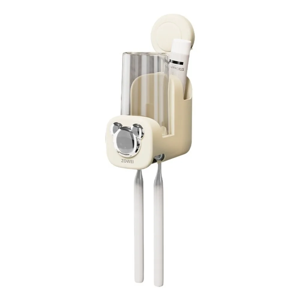 لكمة خالية فرشاة الأسنان رف الحائط متعددة الوظائف فرشاة الأسنان حامل الكأس البلاستيك شفط كأس فرشاة الأسنان تخزين الرف